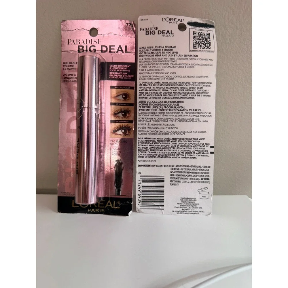 L'Oreal Paradise Big Deal Mascara Women 0.33oz Blackest Black 775 2PK NWT